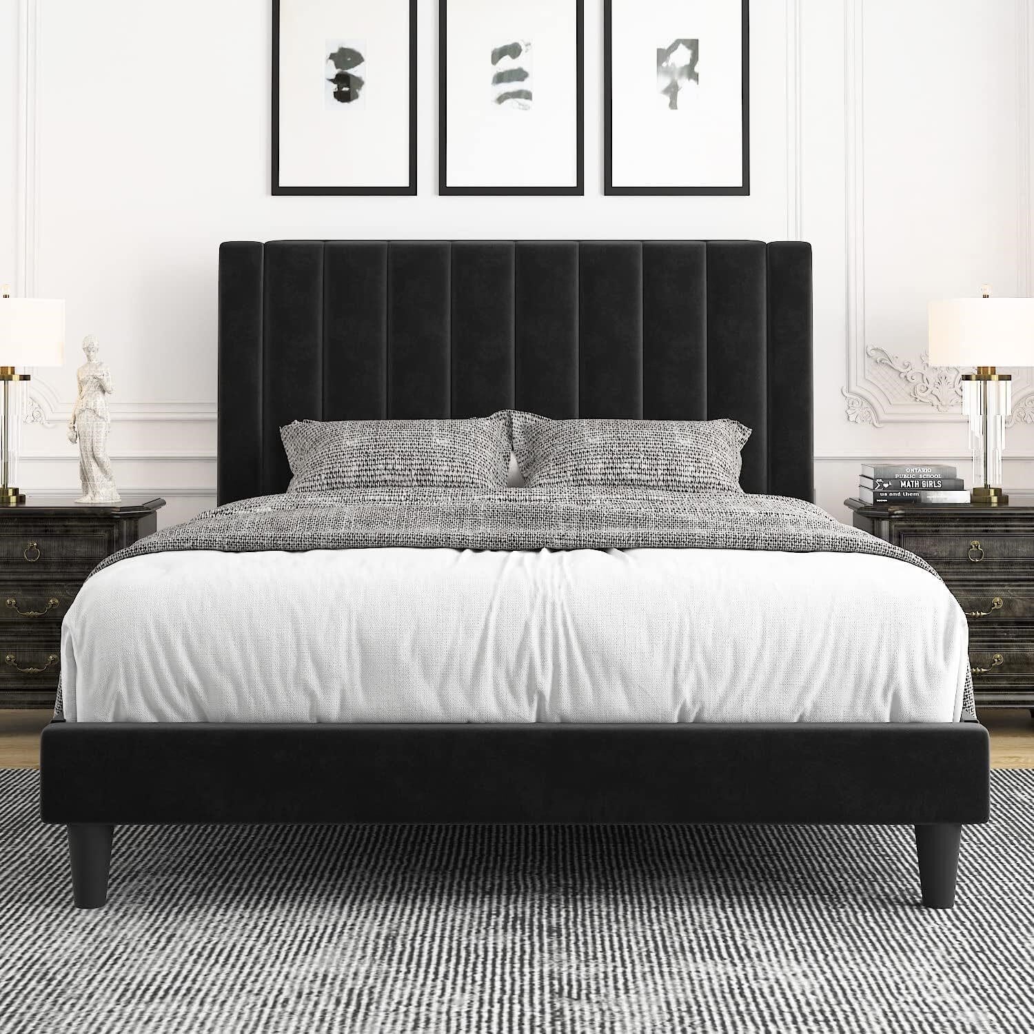 Allewie Queen Tufted Headboard Bed