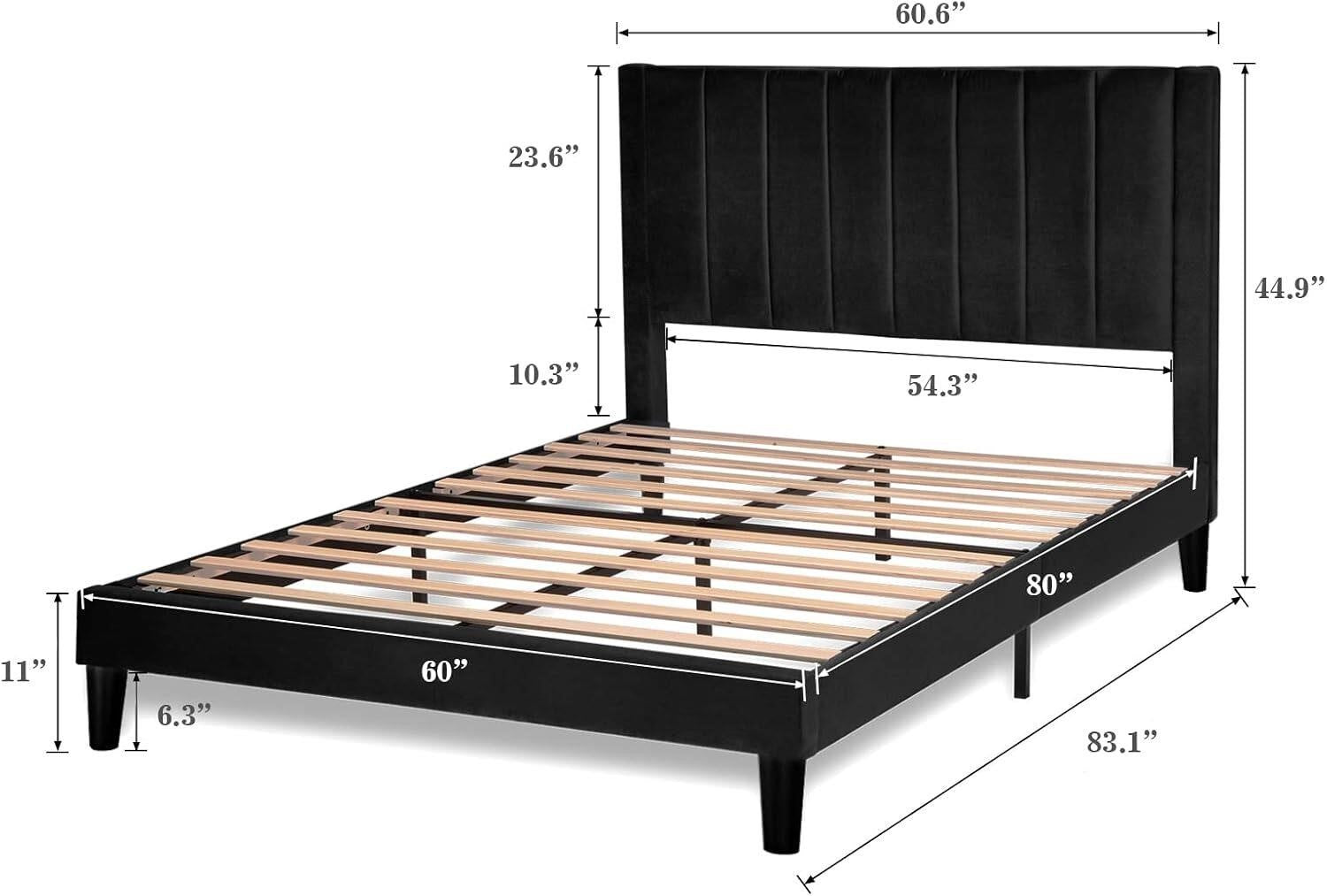 Allewie Queen Tufted Headboard Bed