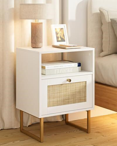 Masupu Rattan Night Stand, Modern Boho Nightstand