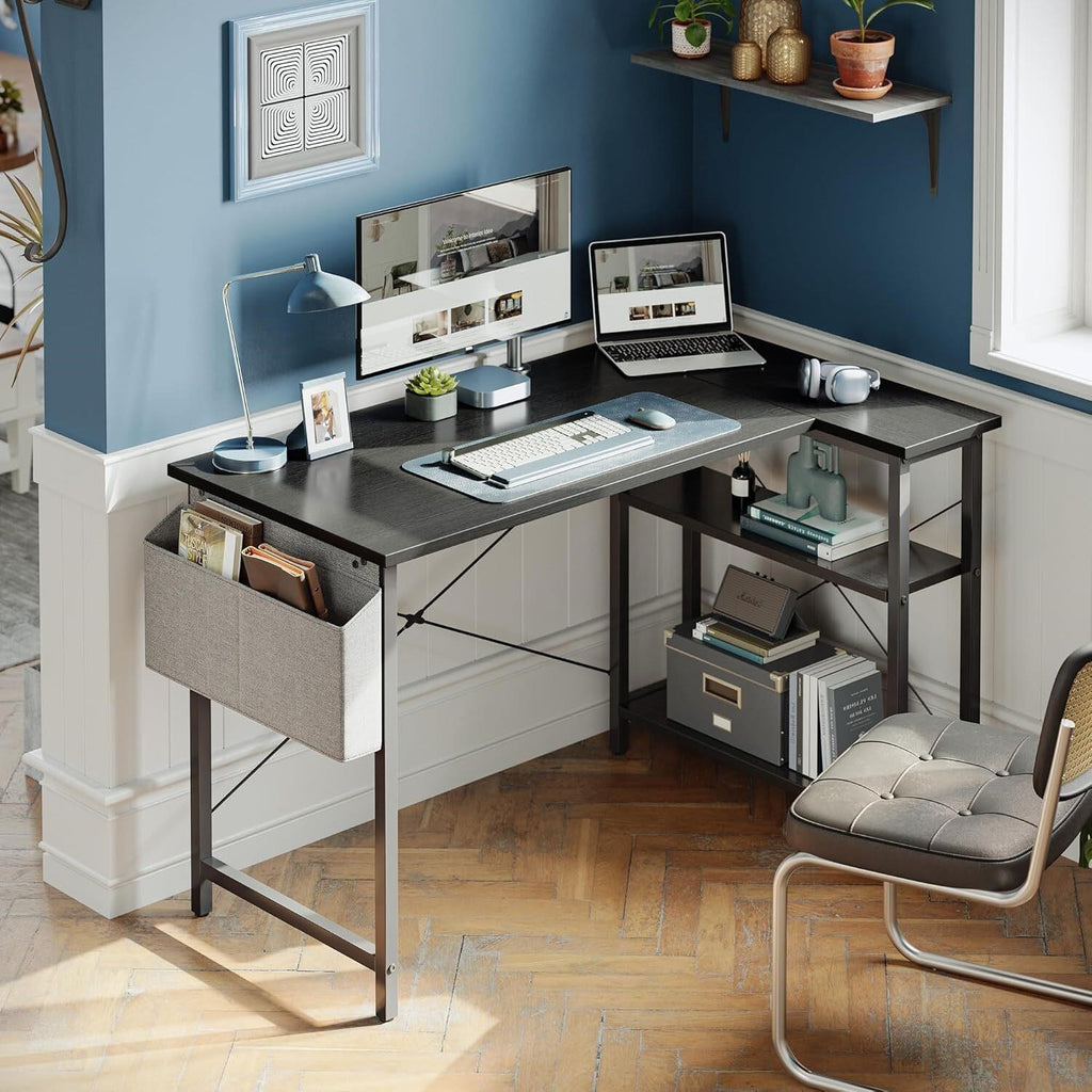 CubiCubi L Shaped Desk 40" Corner Desk, Black
