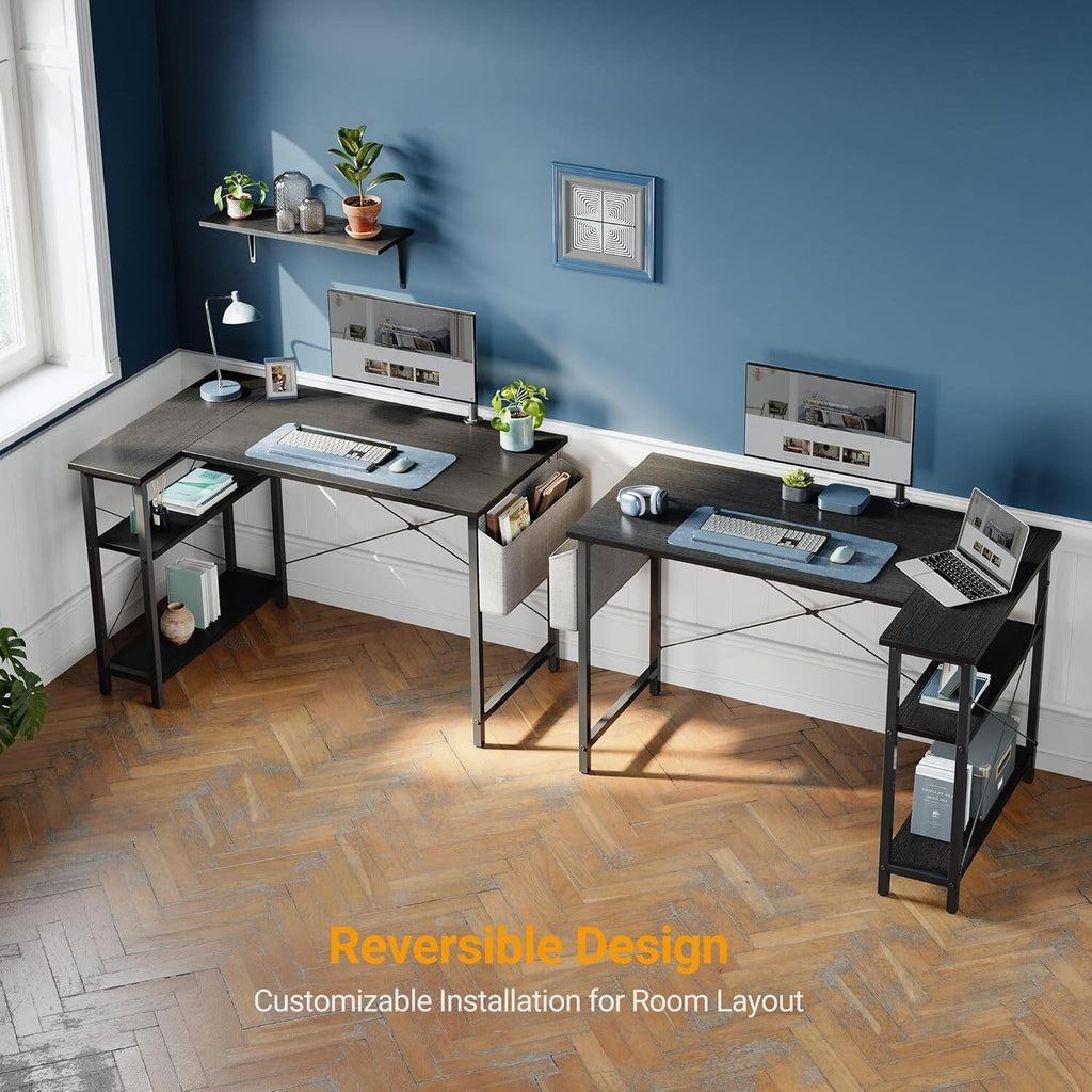 CubiCubi L Shaped Desk 40" Corner Desk, Black