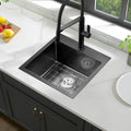 Black Kitchen Sink Drop-in, SINKVINE 15*15*10 Inch