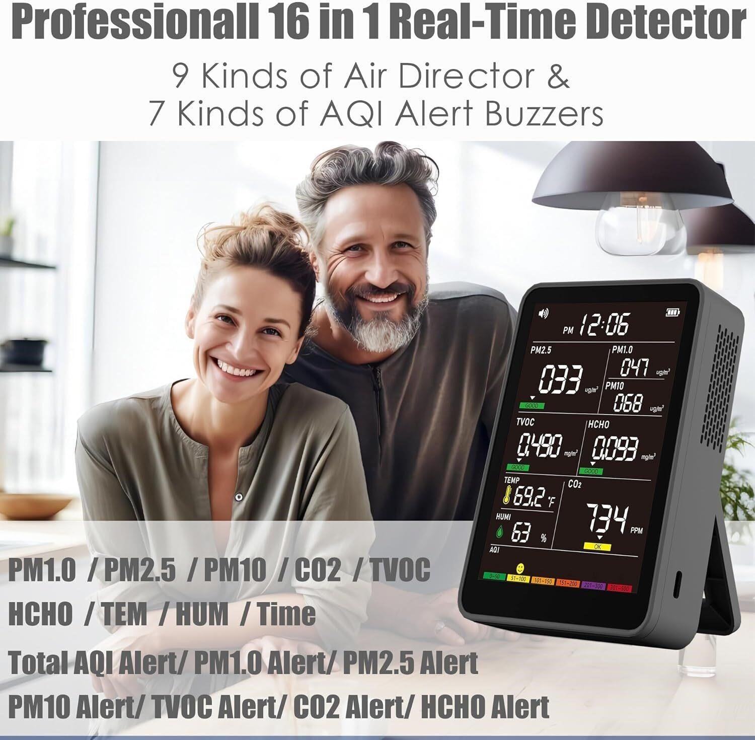 Indoor Air Quality Monitor with AQI Alarms